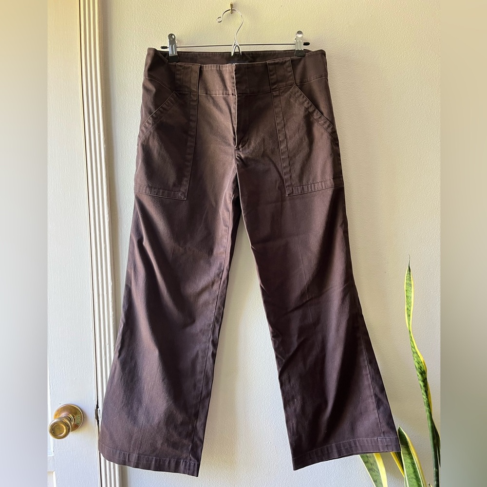 Banana Republic• brown stretch wide leg ankle•sz 8